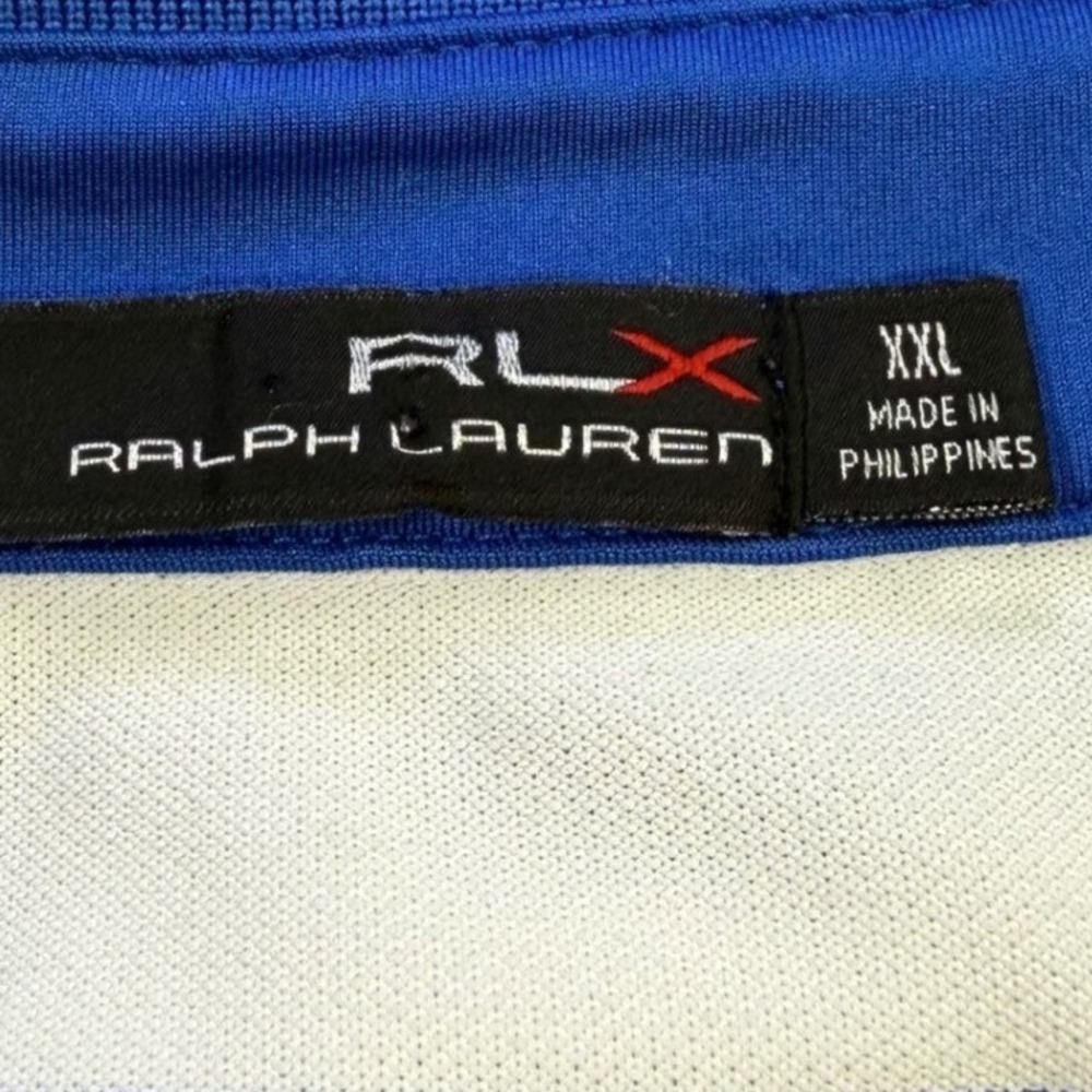 RLX Ralph Lauren Mens XXL Blue White Striped Golf Polo Shirt Elevated